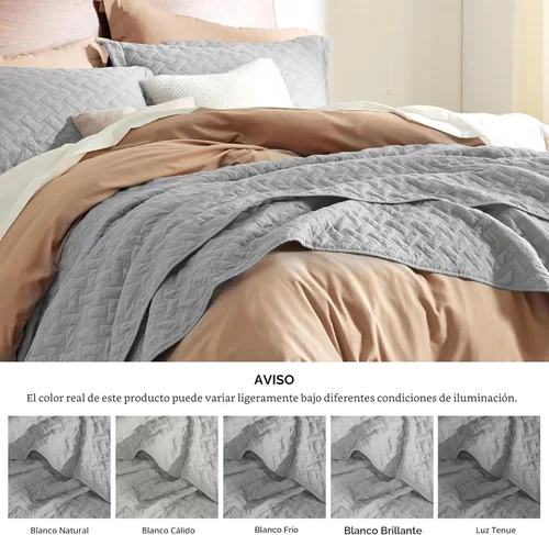 Miniatura 6 de Bedsure Colchas de tamaño Queen: colchas ligeras tamaño Queen con patrón de tejido de canasta, ropa de cama suave, colcha de edredón gris claro
