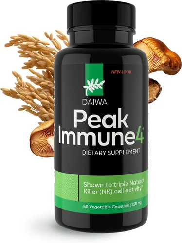 Daiwa PeakImmune4® - Suplemento de apoyo inmunológico para adultos con compuesto de arabinoxilano de salvado de arroz (RBAC) y enzima de hongo