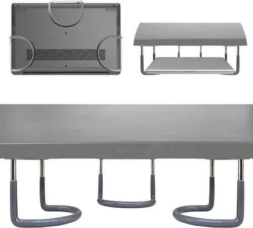 TidyFriend - Soporte de goma para laptop debajo del escritorio, 3 estantes en 1 juegos, soporte para laptop debajo del escritorio, organizador con