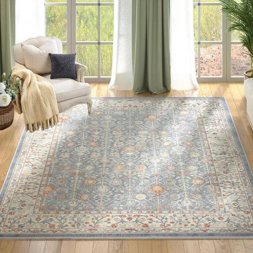 Miniatura 13 de Fashionwu Alfombra de baño con diseño floral para pasillo, alfombra moderna envejecida para sala de estar, alfombra turca, alfombra estética