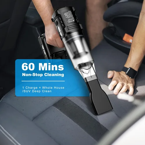 Miniatura 6 de Aspiradora de mano sin cable - 35000 PA fuerte succión para automóvil y hogar, aspiradora de automóvil portátil recargable ligera para pelo