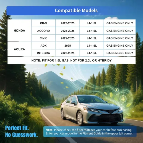 Miniatura 2 de Kit de filtro de aire de cabina y motor 2 en 1 para Honda CR-V 2023-2025, Civic 2022-2025, Integra 2023-2025, solo gas, no para híbrido, reemplaza