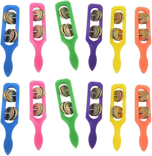 Miniatura 2 de Zugar Land - 12 platillos con asas de plástico (5 pulgadas) - Suministros para fiestas infantiles, instrumentos musicales preescolares, emisores