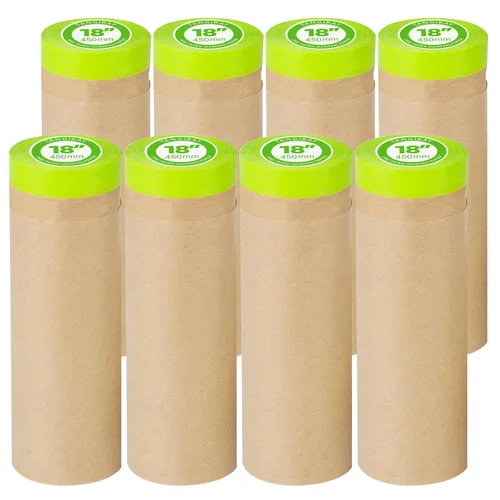 Tangibay Papel de enmascarar precintado para pintar, 18 pulgadas x 50 pies, cinta y papel para pintores, rollo de papel protector adhesivo de