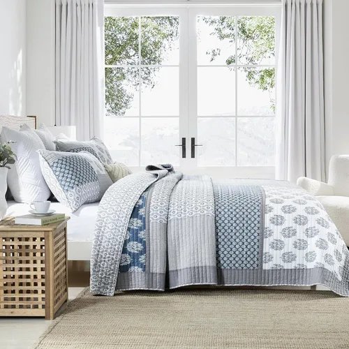 Miniatura 2 de Y-PLWOMEN - Juego de cama Queen con edredón/cubrecama de algodón 100% ligera, reversible, floral, rústico, para todas las estaciones