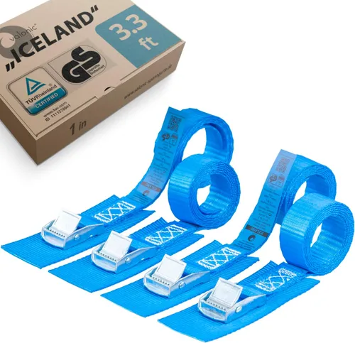 Miniatura 9 de valonic Islandia - Correas cortas de amarre - Paquete de 4, 1.6 pies x 1 pulgada, 1100 libras, certificado por TÜV Rheinl, almohadilla