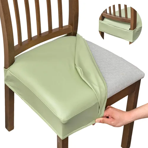 Miniatura 18 de NILUOH Fundas impermeables para asientos de sillas de comedor, juego de 2, fundas de asiento de cuero PU para sillas de comedor, fundas de asiento