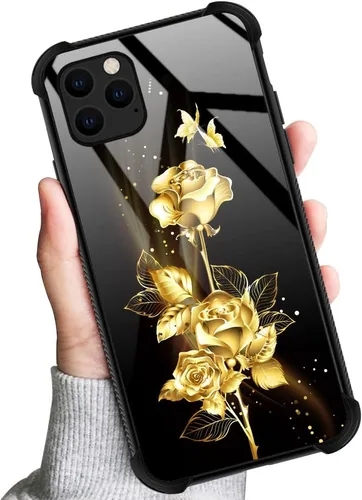 Miniatura 6 de DJSOK Compatible con funda para iPhone 13 Pro Max, fundas doradas de mariposa y rosa para iPhone 13 Pro Max para mujeres y niñas, diseño
