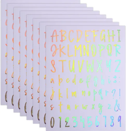 Miniatura 9 de Sepamoon 552 calcomanías de letras, 8 hojas autoadhesivas de vinilo del alfabeto, calcomanías de números de buzón impermeables para manualidades