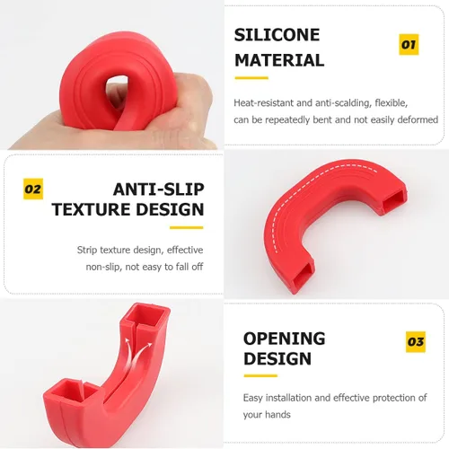 Miniatura 3 de DOERDO - 4 soportes de silicona resistentes al calor, fundas antideslizantes para ollas, fundas antideslizantes para ollas y sopas, color rojo