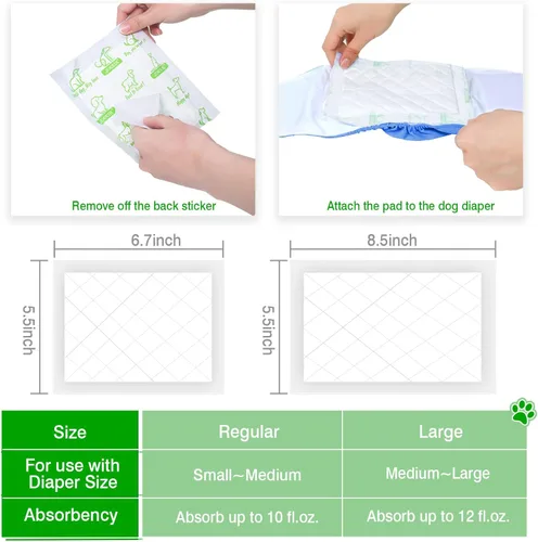 Miniatura 5 de Pañales para perros, 100 unidades súper suaves y absorbentes, almohadillas para aumentar el pañal para perros machos o pañales para perros hembras