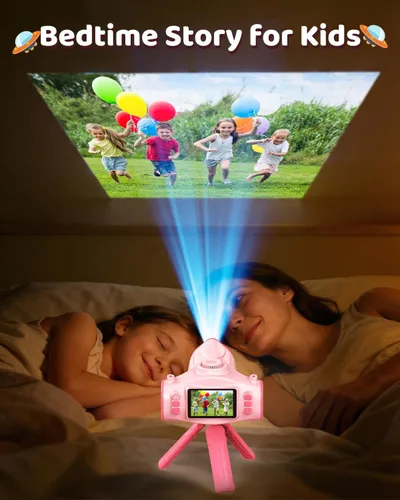 Miniatura 6 de Cámara para niños con proyector, cámara digital HD 1080P para niños de 3 a 12 años, grabadora de video fotográfico de 48 MP con soporte, tarjeta SD
