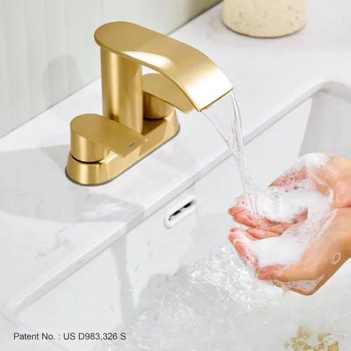 Miniatura 4 de Ultimate Unicorn Grifo de Baño para Lavabo Dorado Cepillado, Grifo de Lavabo de Baño de 4 Pulgadas para 3 o 2 Agujeros, Grifos de Cascada de 2 Oro