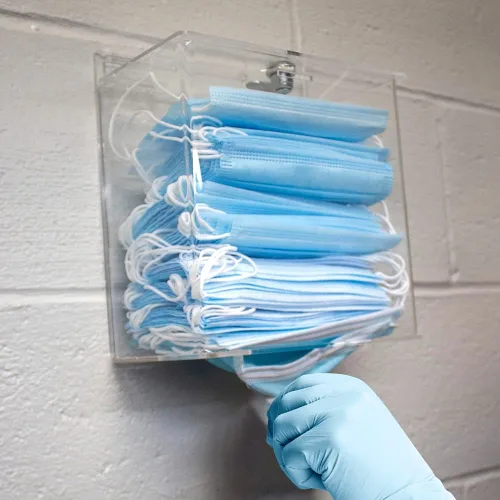 Miniatura 3 de NMC Dispensador de mascarillas acrílicas Grab & Go Secure con tapa de bloqueo, capacidad para aproximadamente 150 máscaras, montaje en pared