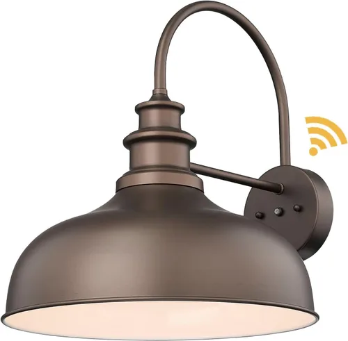 Bestshared Domo grande de 16 pulgadas con sensor de atardecer a amanecer, luz de granero para exteriores, antioxidante, aplique de pared al aire