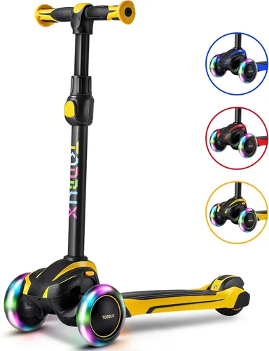 Miniatura 9 de TONBUX Patinete para niños de 3 a 12 años, patinete para niños pequeños con 4 alturas ajustables, patinete de 3 ruedas con luces, diseño de Azul