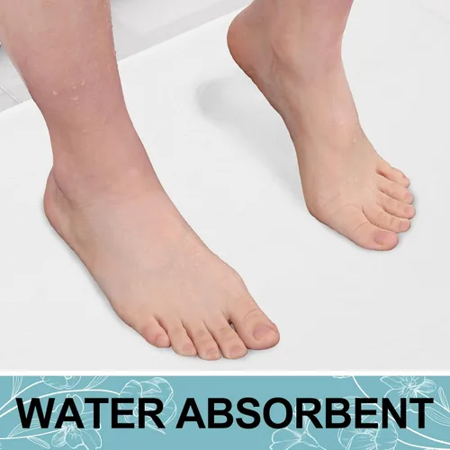 Miniatura 5 de Smiry Tapete de baño de espuma viscoelástica de 24 x 16 pulgadas, extra suave y absorbente, antideslizante, lavable para suelo, ducha y bañera