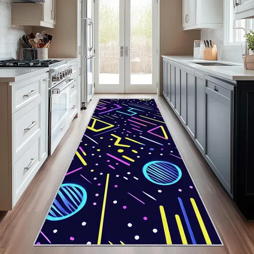Miniatura 15 de Geometric Runner Rug 2x4 Small - Hallway Runner Rug Retro Mid Century Modern Abstract Pattern, Non Slip, Washable, Geometric Home Decor Carpet for