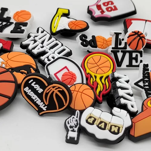 Miniatura 3 de lovinglove Dijes deportivos para decoración de zapatos de zuecos, béisbol, voleibol, sóftbol, fútbol, baloncesto, hockey, zapatos, paquete