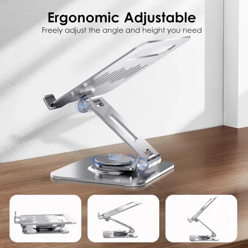 Miniatura 3 de Soporte para tablet para escritorio, giratorio de 360° para soporte de iPad, soporte ajustable de aluminio para tableta, compatible con iPad Pro Air