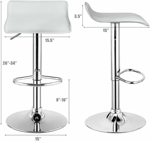 Miniatura 2 de Taburetes de bar altos, 4 juegos de taburetes giratorios de elevación ajustable, taburetes de bar giratorios de piel sintética, sillas de cocina