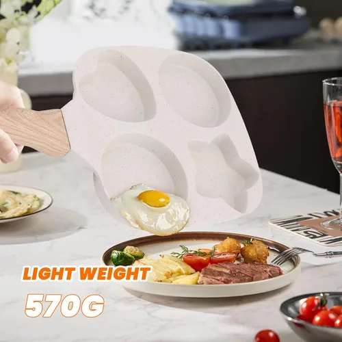 Miniatura 6 de Topyond Sartén para tortilla de huevos, sartén antiadherente para panqueques de 4 tazas, sartén para huevos, panqueques, crepes, compatible