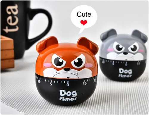 Miniatura 6 de Temporizadores de maquinaria de perro de dibujos animados lindos 60 minutos temporizador de cocina mecánica reloj contadores de alarma fuerte