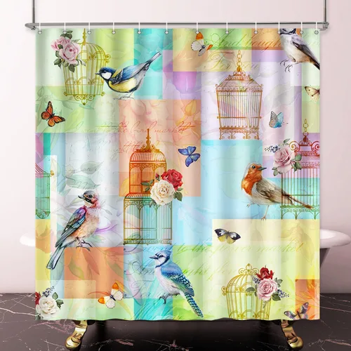 Miniatura 13 de Lokigo - Linda cortina de ducha con conejos, cortinas de ducha divertidas con conejos de Pascua para decoración de baño, cortina de ducha de tela