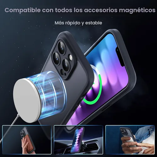 Miniatura 3 de TOCOL Funda para iPhone 13 Pro Max, compatible con Magsafe, protección completa de la cámara, anillo magnético incorporado, funda translúcida mate