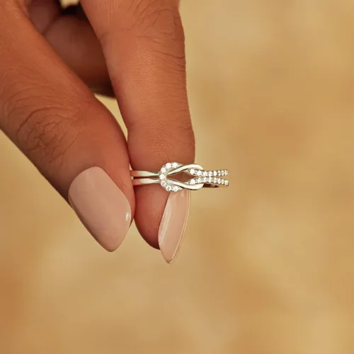 Miniatura 5 de The Love Between Mother and Daughter is Forever Mother Daughter Ring, Story Jewellery Mother Daughter Square Knot Ring for Women, Friends, Mothers