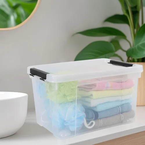Miniatura 3 de Obstnny 4 paquetes de caja transparente de 22 cuartos de galón con ruedas, contenedor de almacenamiento con tapa de plástico