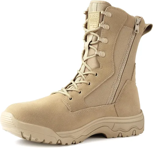 Miniatura 8 de FREE SOLDIER Men's Work Tactical Boots 8 Inches Side Zipper Lightweight Combat Boots Durable Suede Leather Military Boot Desert Boot