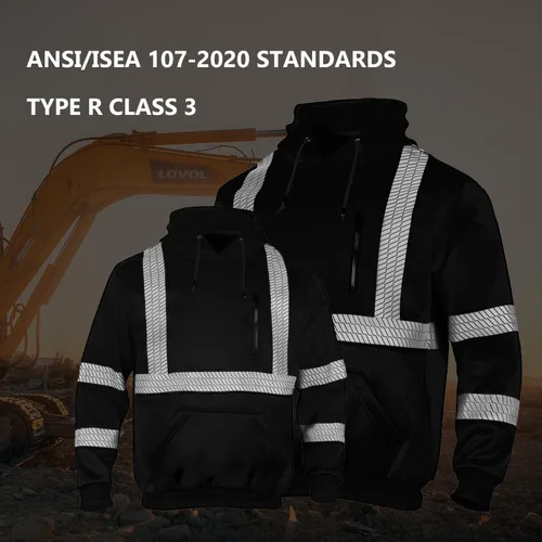 Miniatura 6 de FONIRRA Hi Vis - Sudadera con capucha para hombre, reflectante, ANSI Clase 3, sudaderas de seguridad de alta visibilidad, construcción, trabajo