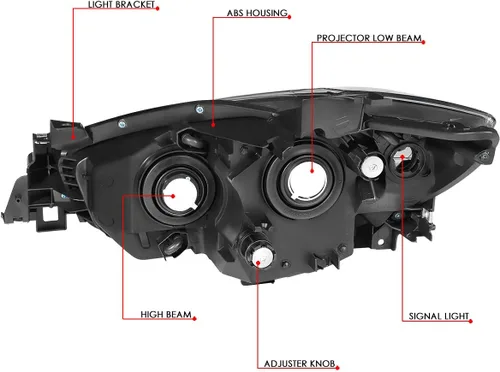 Miniatura 6 de DNA MOTORING Par de lámparas de repuesto para faros delanteros estilo fábrica compatible con 13-16 MAZDA CX-5, HL-OH-MCX513-BK-CL1
