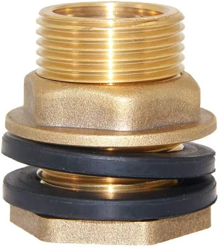 Miniatura 7 de Joywayus 3/4" conector macho de rosca de latón para tanque de agua con accesorio de mamparo de tanque y anillo de goma para estabilizarlo