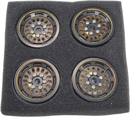 Miniatura 3 de NHX RC 1.0" latón negro Beadlock ruedas orugas llantas 4 piezas : Axial SCX24