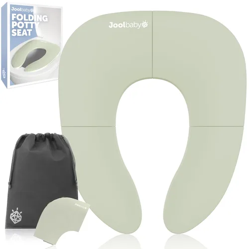 Miniatura 9 de Jool Baby Asiento de entrenamiento para ir al baño plegable para viaje para niños pequeños, se adapta a inodoros redondos y ovalados, ventosas Blanco