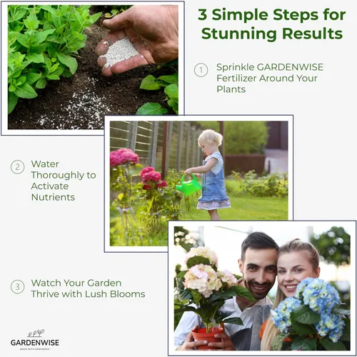 Miniatura 6 de GARDENWISE - Fertilizante de hortensias de liberación lenta con hierro y azufre, acidificador de suelo para interiores y exteriores para un