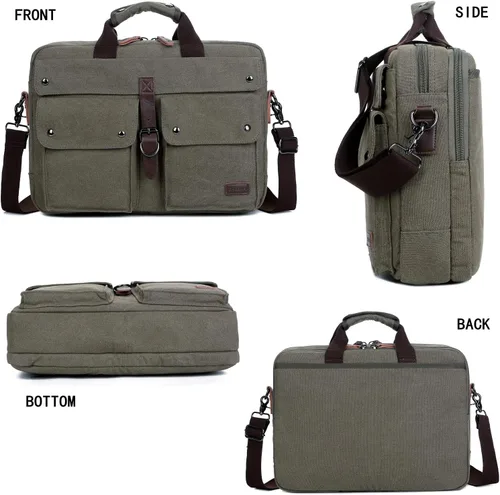 Miniatura 6 de Elegante 17 pulgadas de lona portátil bolsa de mensajero maletín vintage Crossbody bolsa de hombro militar para hombres BC-07 Stylish