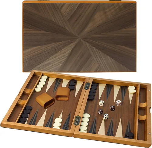 Miniatura 9 de GSE Games & Sports Expert Set de Juego de Mesa de Backgammon Plegable de Madera Magnética Premium con Incrustaciones, Juego de Mesa Portátil