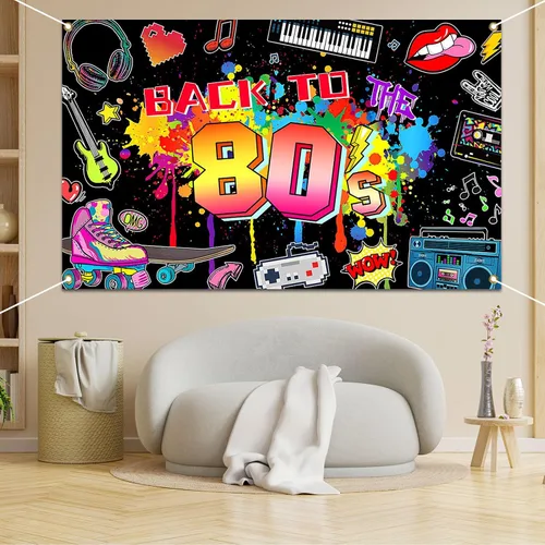 Miniatura 7 de Avezano Decoraciones de fiesta de los años 80, decoración de fiesta de cumpleaños de 1980, graffiti retro, suministros de fiesta de hip hop