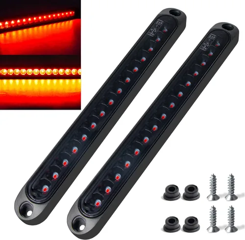 Miniatura 12 de Paquete de 2 Luces de Identificación de Remolque LED de 10", 15 LED, 9 a 30 voltios, Conjunto de Luz Trasera LED de Parada Giro Cola, Tercera Barra