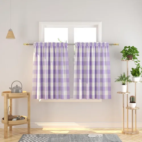 Miniatura 136 de Cenefas de cortina para ventana de 16 pulgadas de largo, 2 paneles de cuadros búfalo, cortinas pequeñas con bolsillo para barra, estilo clásico