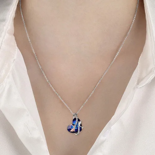 Miniatura 2 de ONEFINITY Collares de delfín de plata de ley 925 con dije de delfín de cristal, joyería del océano, regalos para el día de la madre para mujeres