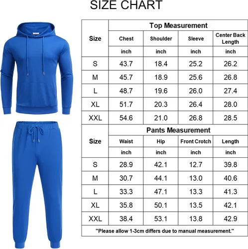 Miniatura 6 de COOFANDY Conjunto deportivo de 2 piezas de manga larga para hombre, conjunto casual con capucha