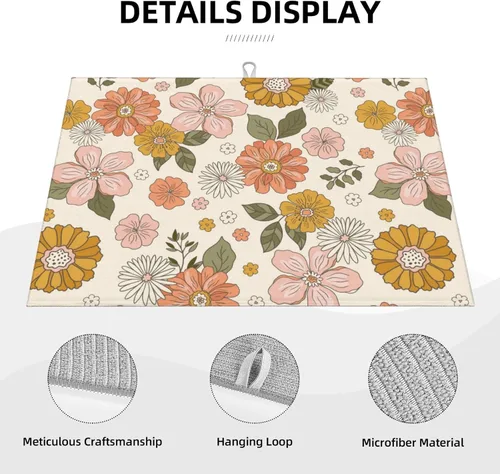 Miniatura 3 de Apple Orchard - Tapete de secado de platos de grano de madera de 18 x 24 pulgadas para encimera de cocina, almohadilla absorbente de microfibra