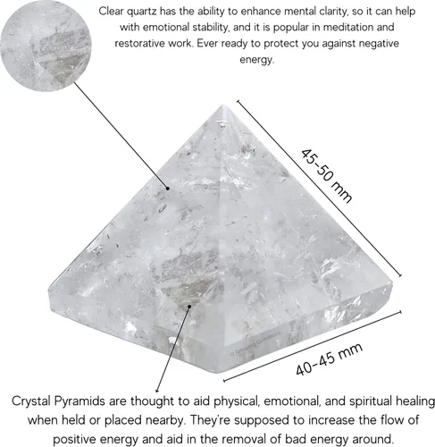 Miniatura 3 de Piedras Curativas de Cristal de Pirámide de Cuarzo Claro de Amazing Gemstone - Figura de Gran Pirámide de 2" de Piedra Natural para Meditación