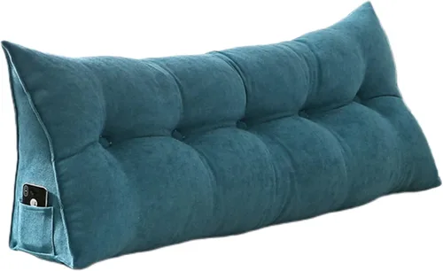 Miniatura 10 de Almohada de lectura extragrande para cabecero, almohada triangular de apoyo para la espalda, almohada extraíble de terciopelo para cabecero
