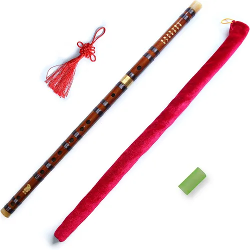 Flauta de bambú de estilo vintage Instrumento chino Dizi tradicional (clave E)