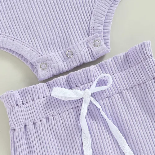 Miniatura 5 de Ropa de bebé recién nacida, sin mangas, con flores, enterizo, pantalones cortos, conjunto de verano
